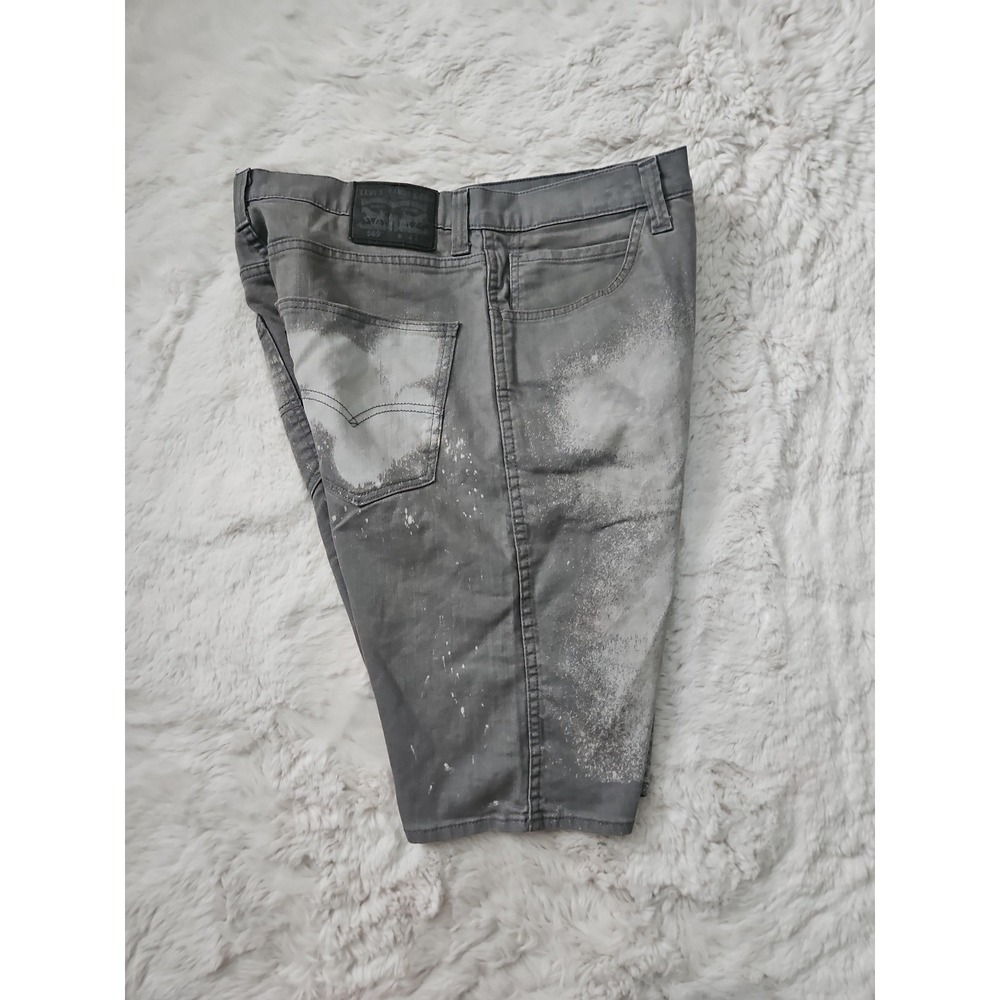 LEVI'S 511 Slim Fit Denim Shorts‎ Men 34 Grey Acid Wash Bleach Splatter